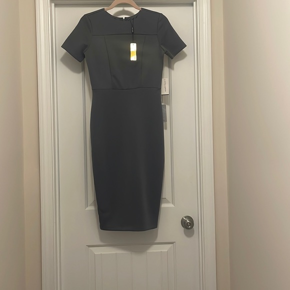 NWT Alexia Admor Scuba Midi Sheath Dress Castle Grey Size XS - Picture 1 of 4